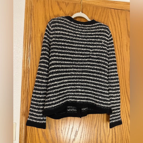 Anne Klein Black and White Textured Cardigan - Size L - Picture 3 of 13
